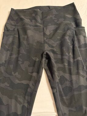 RBX Girls Black Camo High-Waist Leggings with side pockets